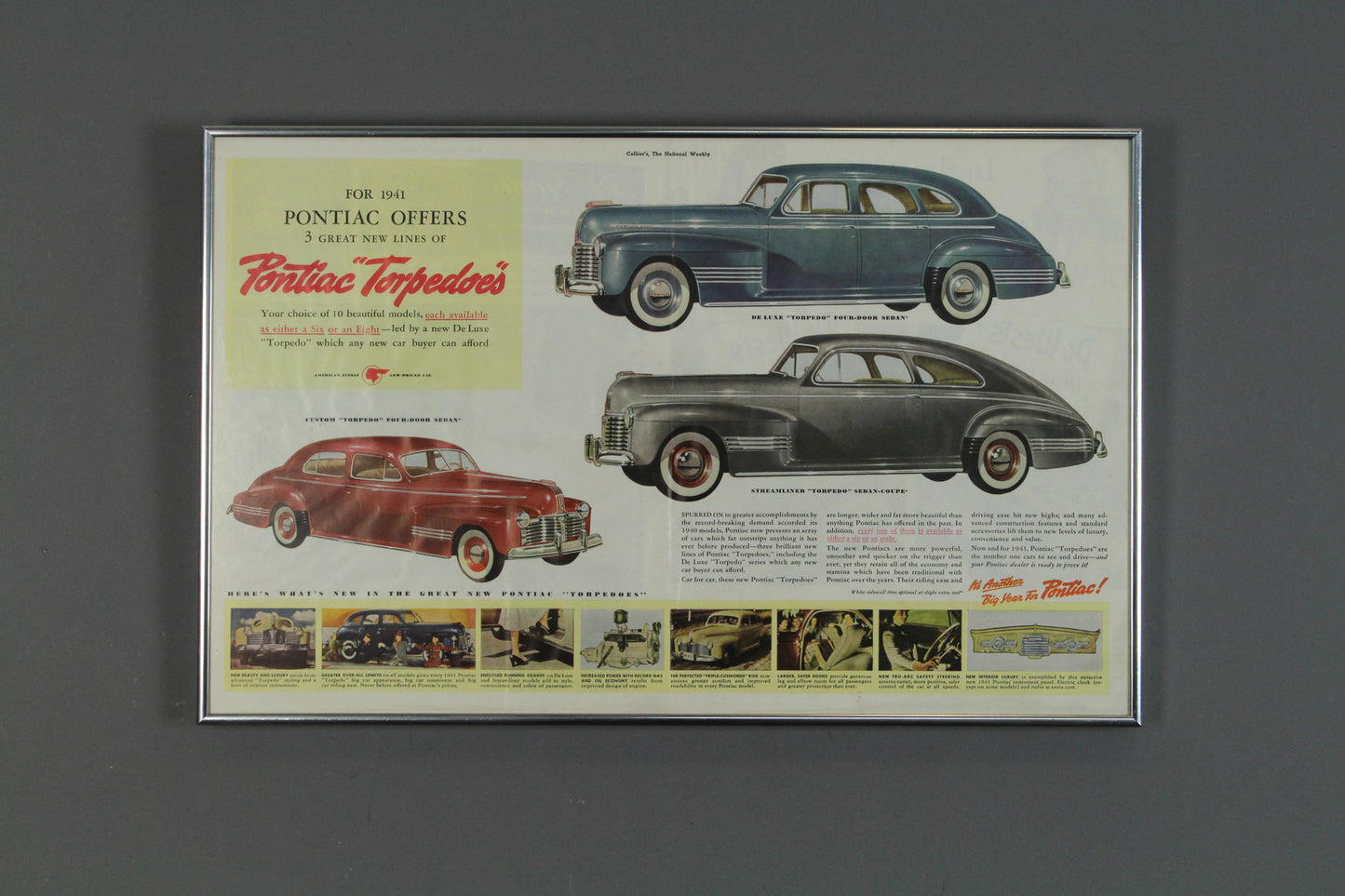 1941 Pontiac Torpedo Framed Ad