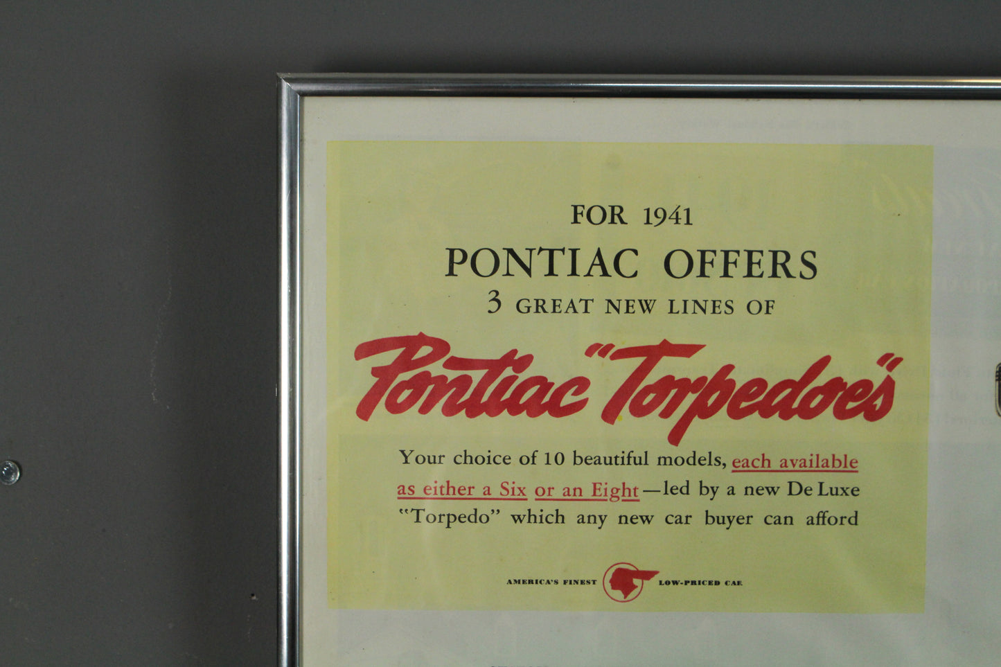 1941 Pontiac Torpedo Framed Ad