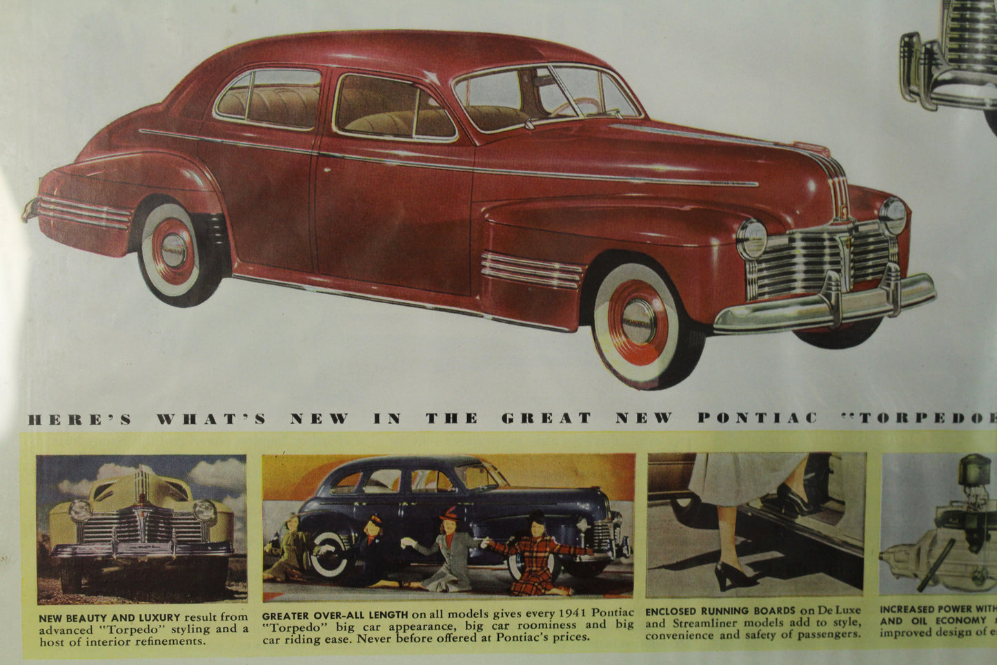 1941 Pontiac Torpedo Framed Ad