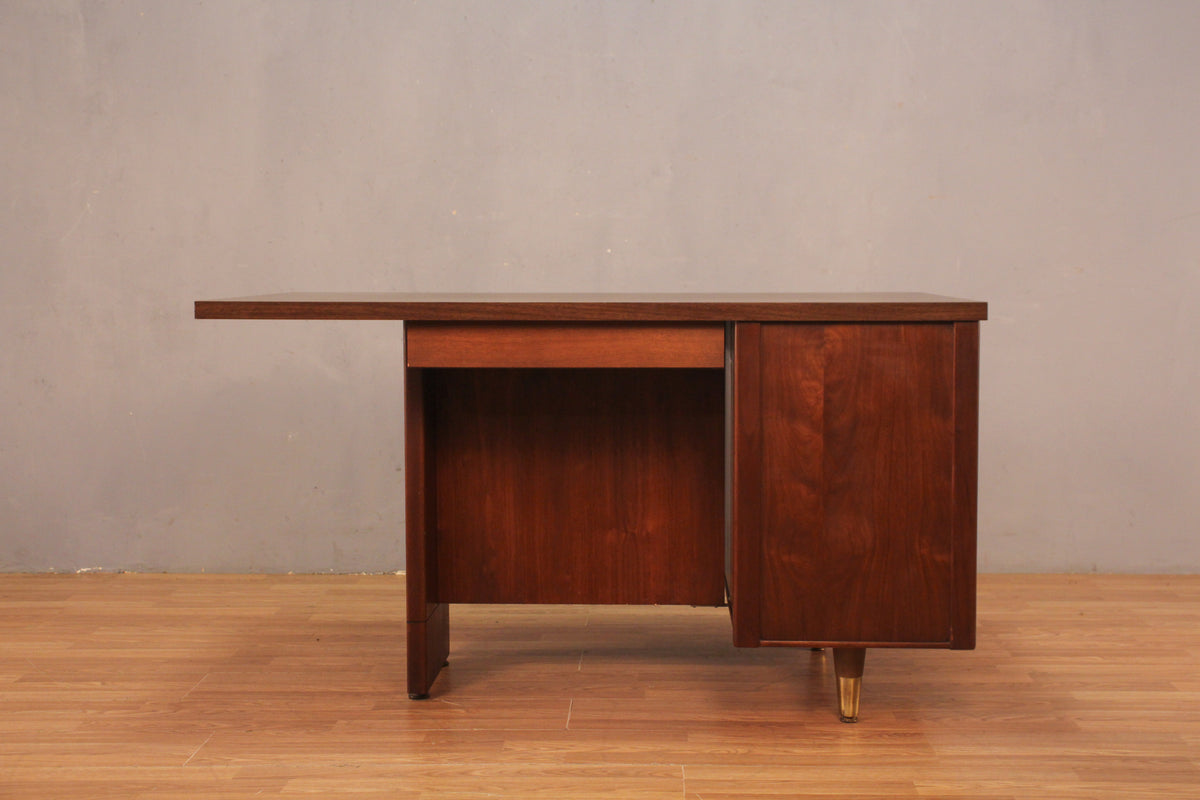 Mid Century Walnut & Laminate 4-Drawer Desk