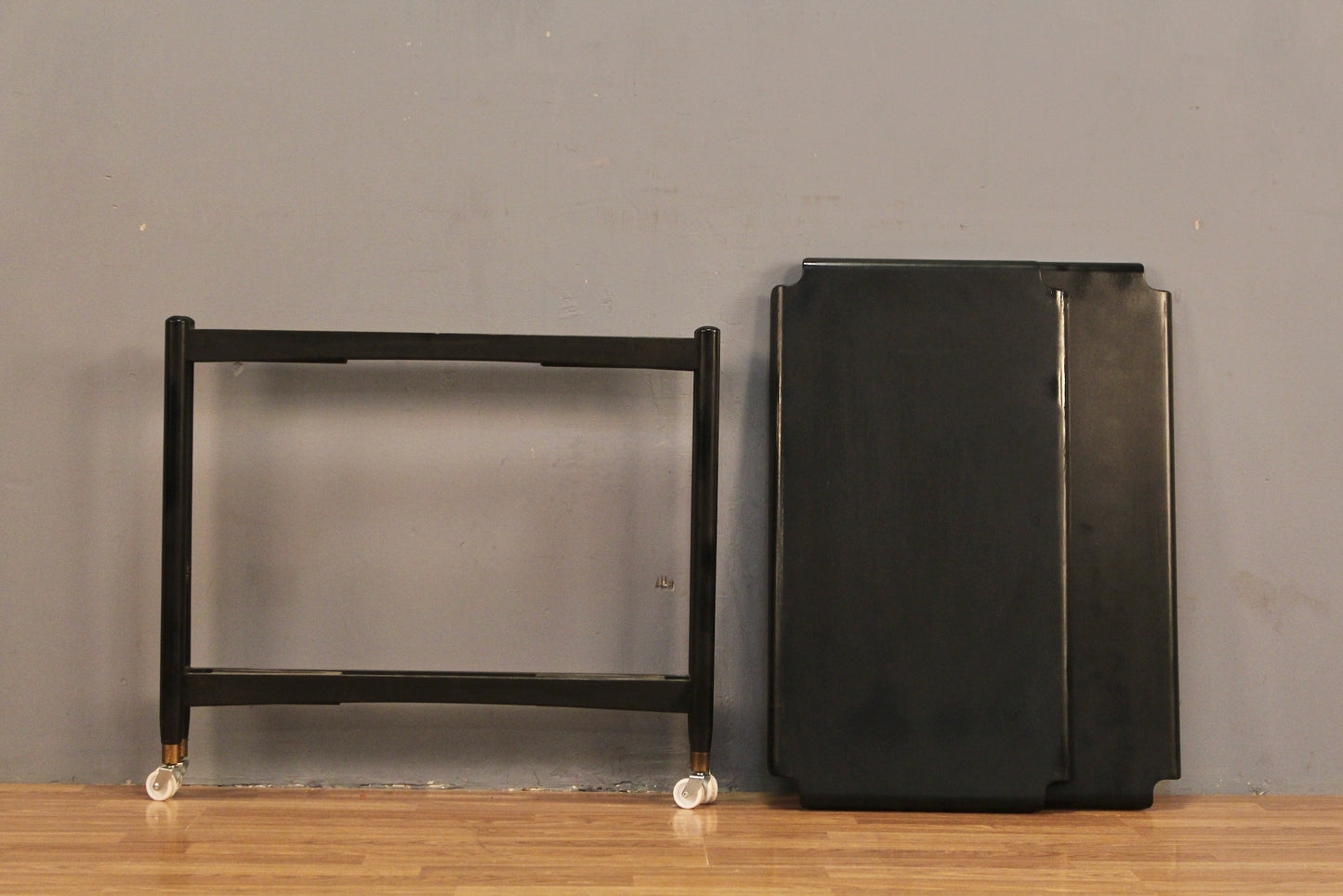 Danish Black Folding Tray Bar Cart