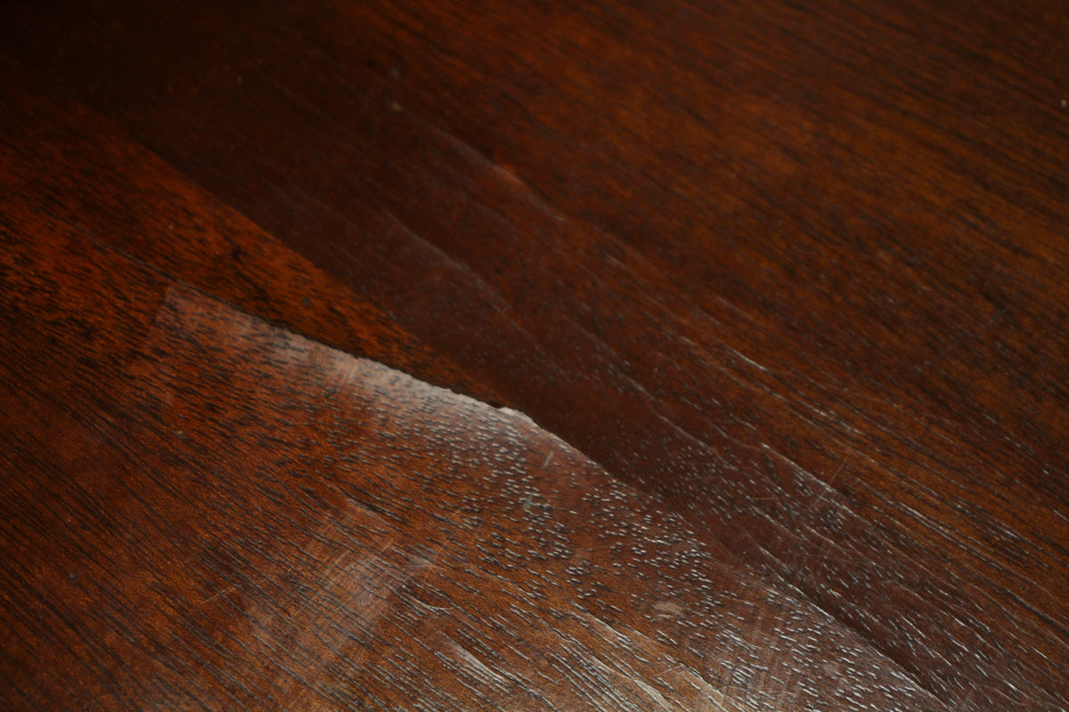 Mahogany Leather-Top Stepback Table