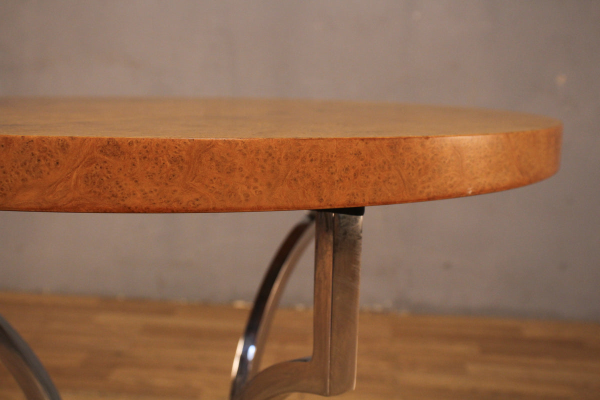 Hollywood Regency Burl & Brass-Hooved End Table