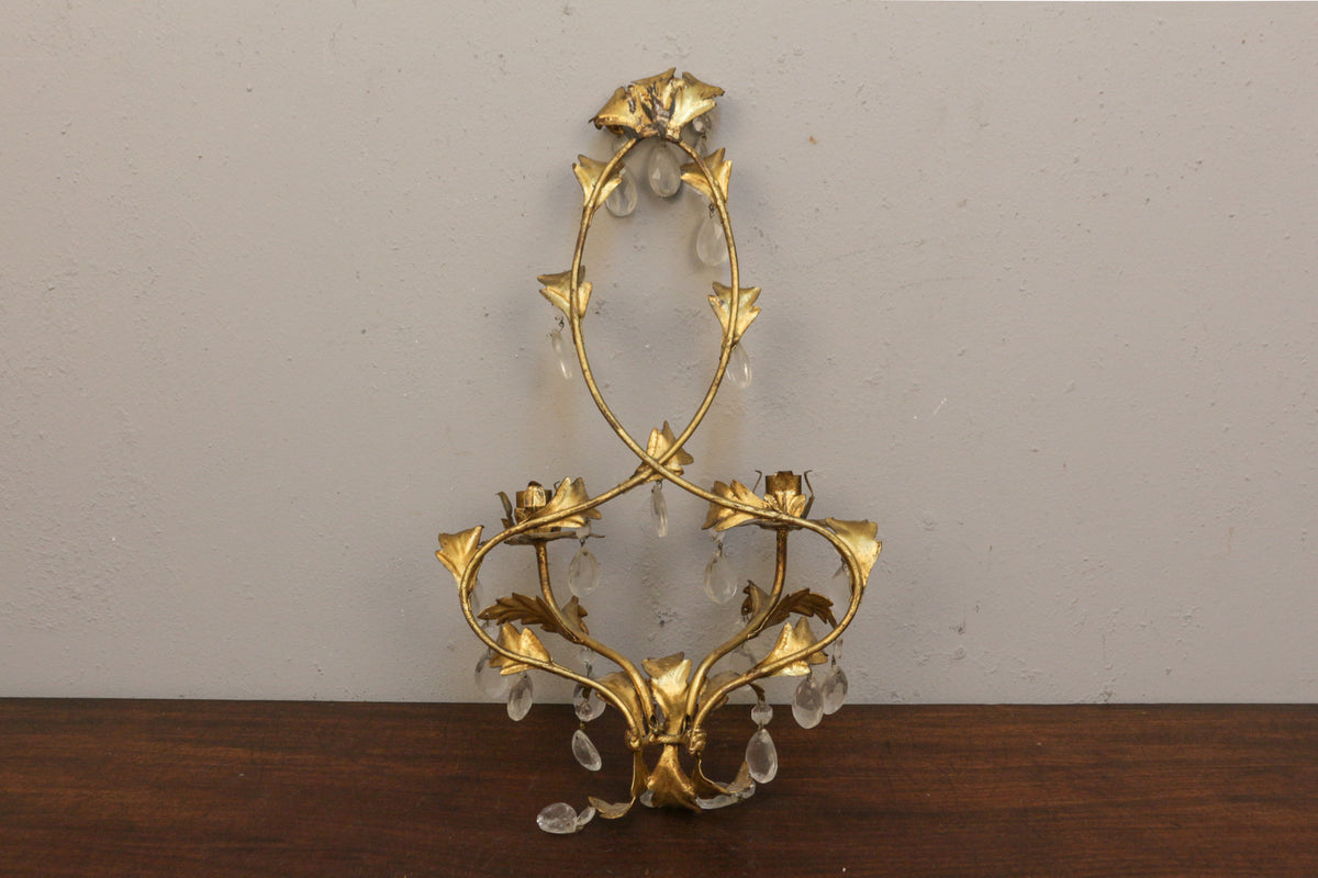 Regency Brass & Crystal Candelabra