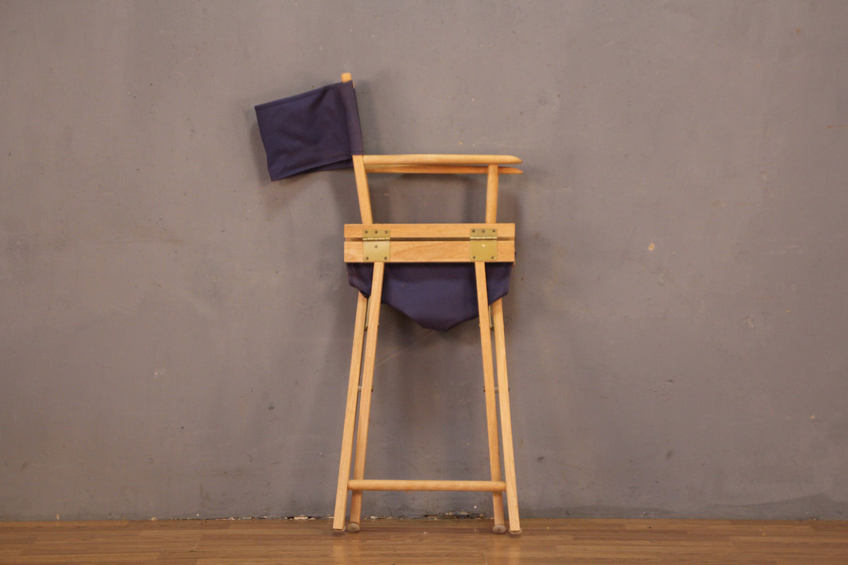 Blonde & Blue Canvas Folding Director's Chair
