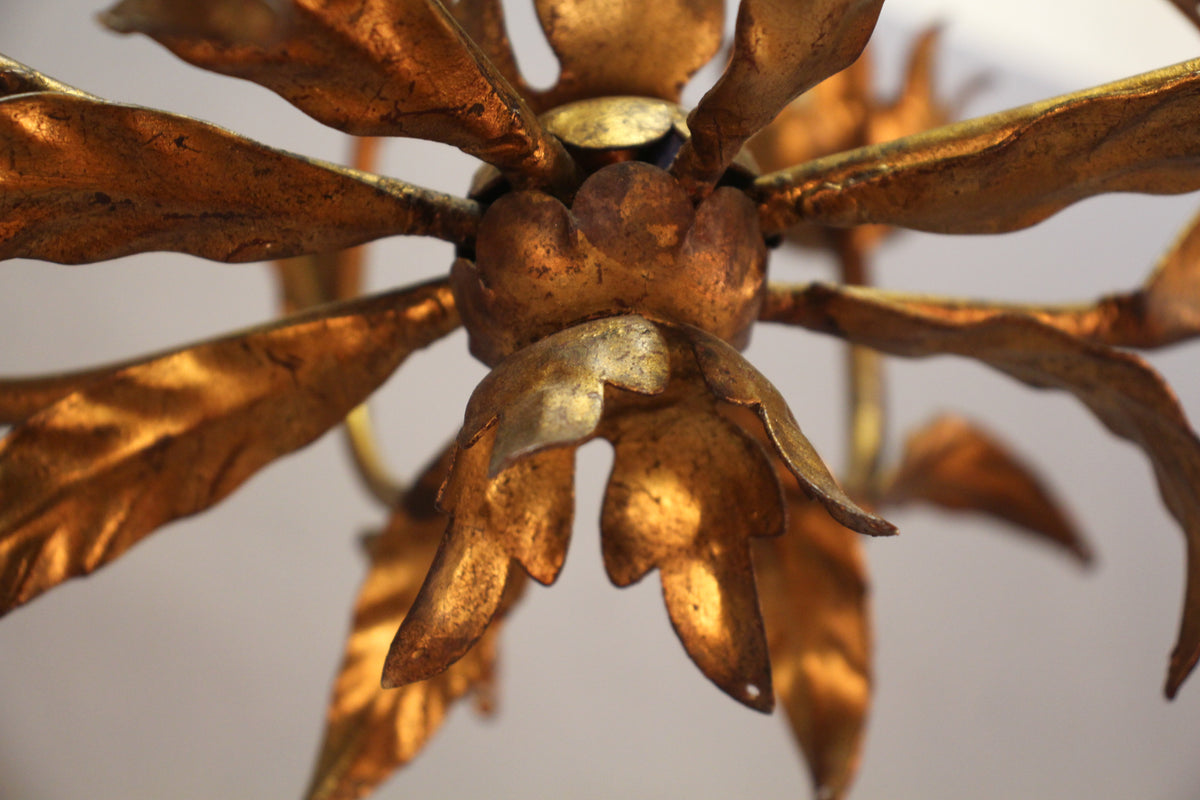 Leafy Gilt Brass Swag Lamp