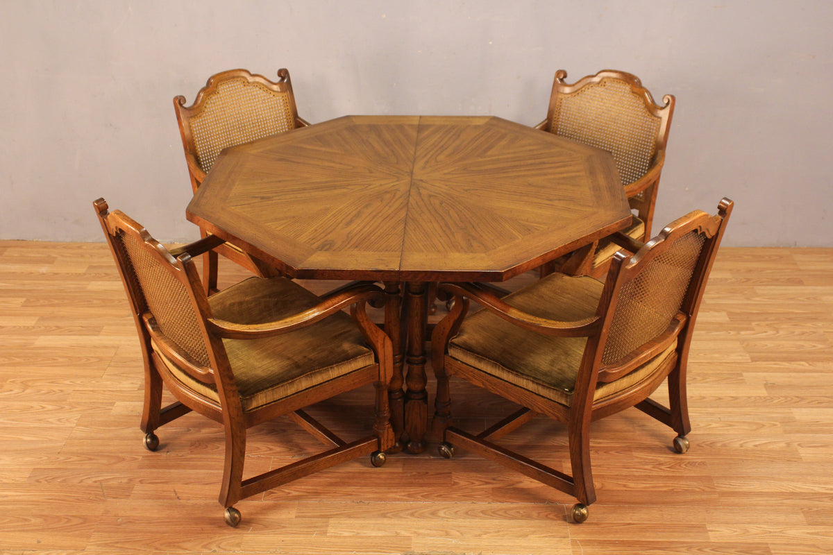Drexel Oak Octagonal Dining Table With 2 Leaves - ONLINE ONLY