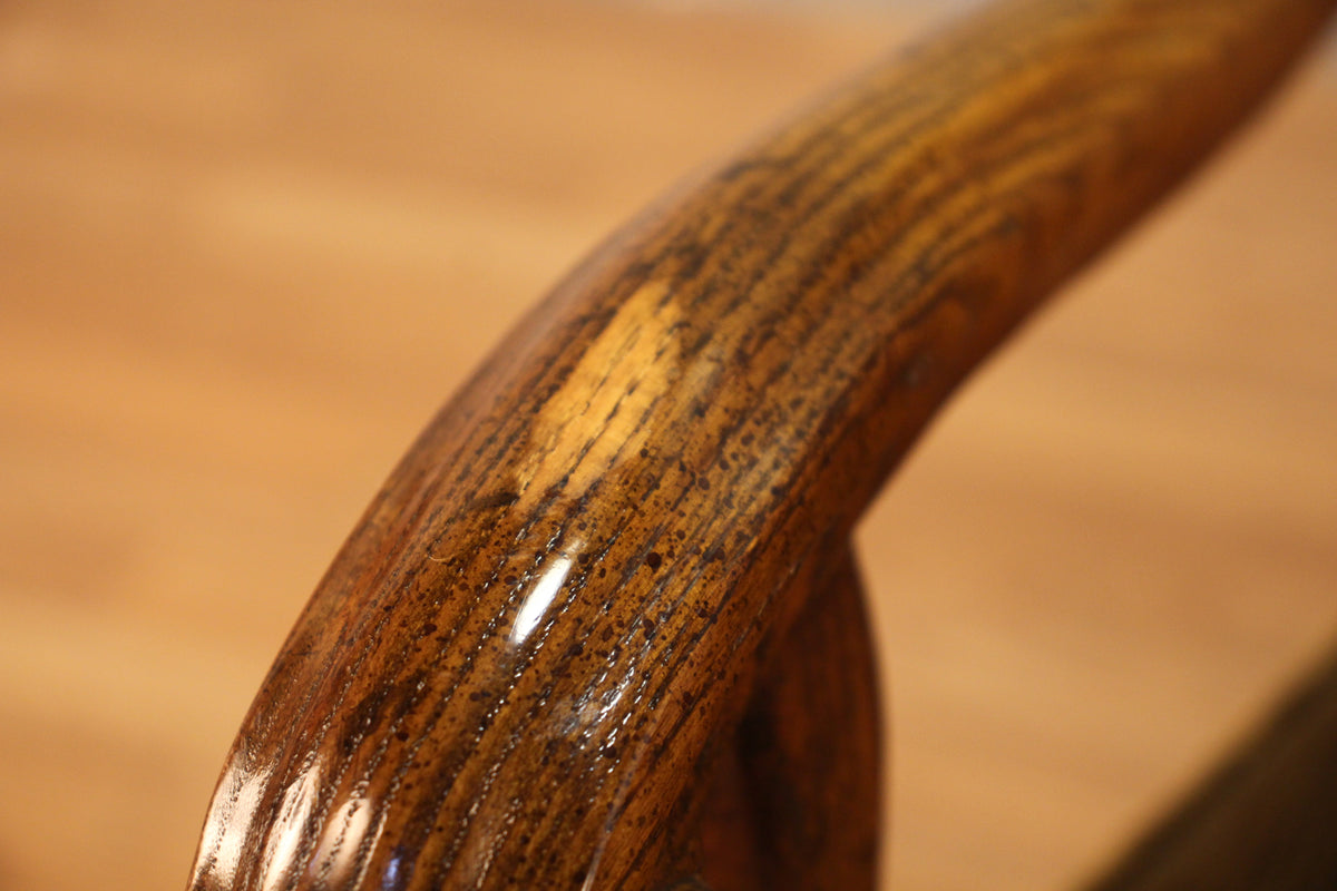 Drexel Oak & Olive Velvet Rolling Armchair - ONLINE ONLY
