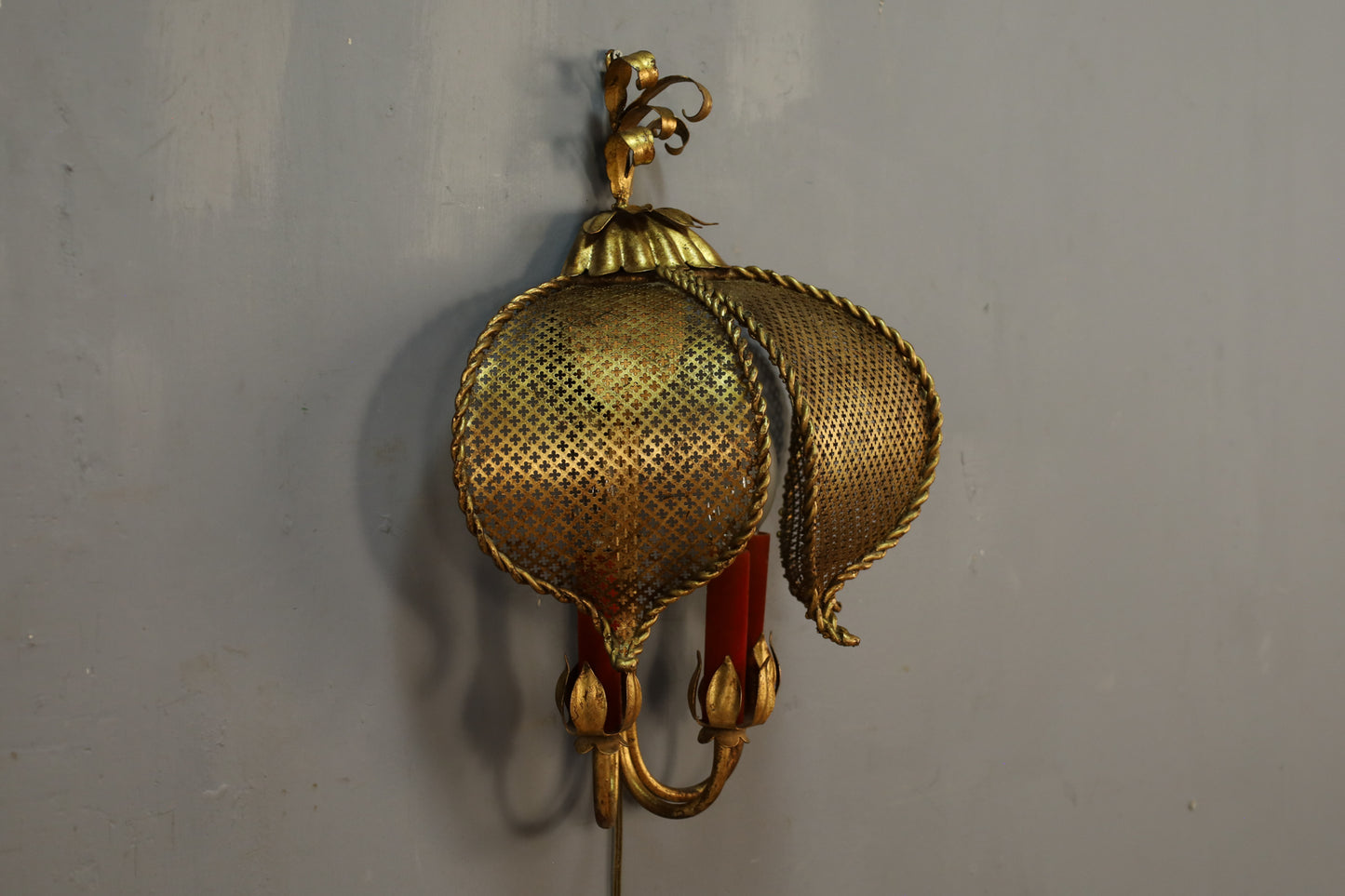 Moroccan Brass Candelabra Wall Sconce