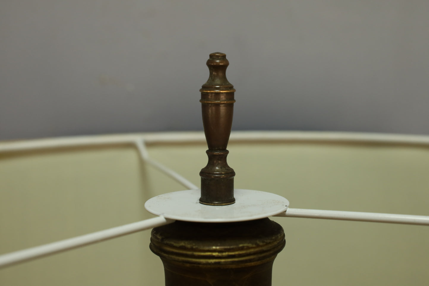 Turned Wood & Burlap Table Lamp