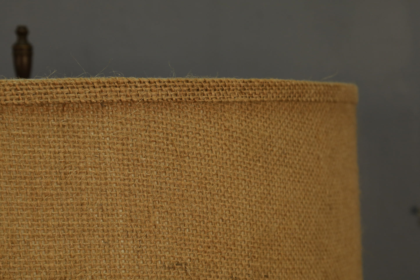 Turned Wood & Burlap Table Lamp