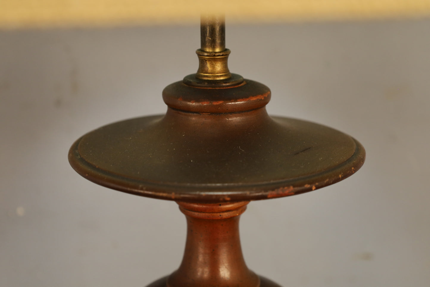 Turned Wood & Burlap Table Lamp
