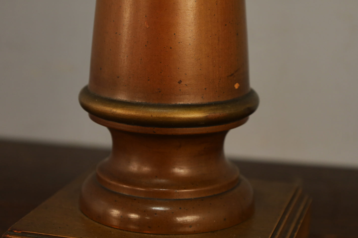 Turned Wood & Burlap Table Lamp