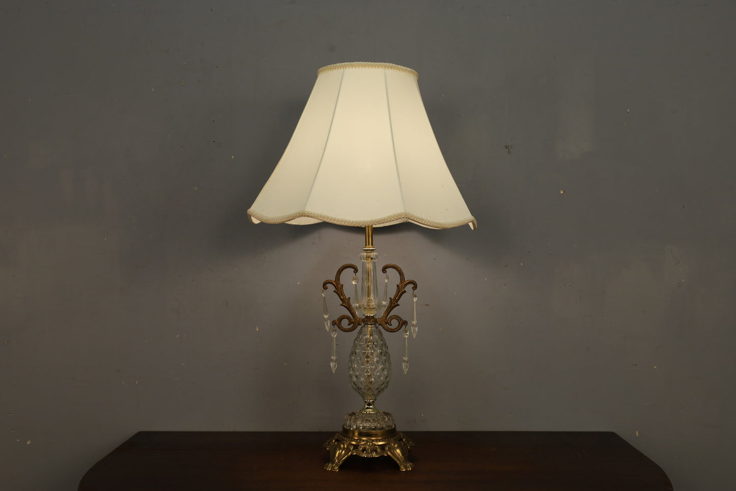 Ornate Gold & Crystal Table Lamp