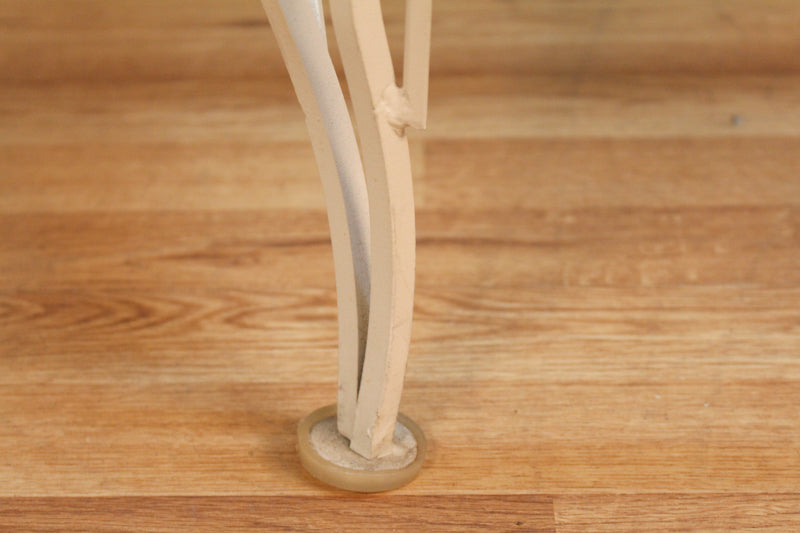White Iron & Glass Stepback Side Table - ONLINE ONLY