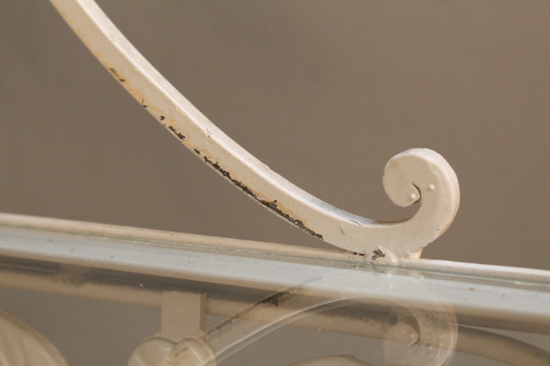 White Iron & Glass Stepback Side Table - ONLINE ONLY