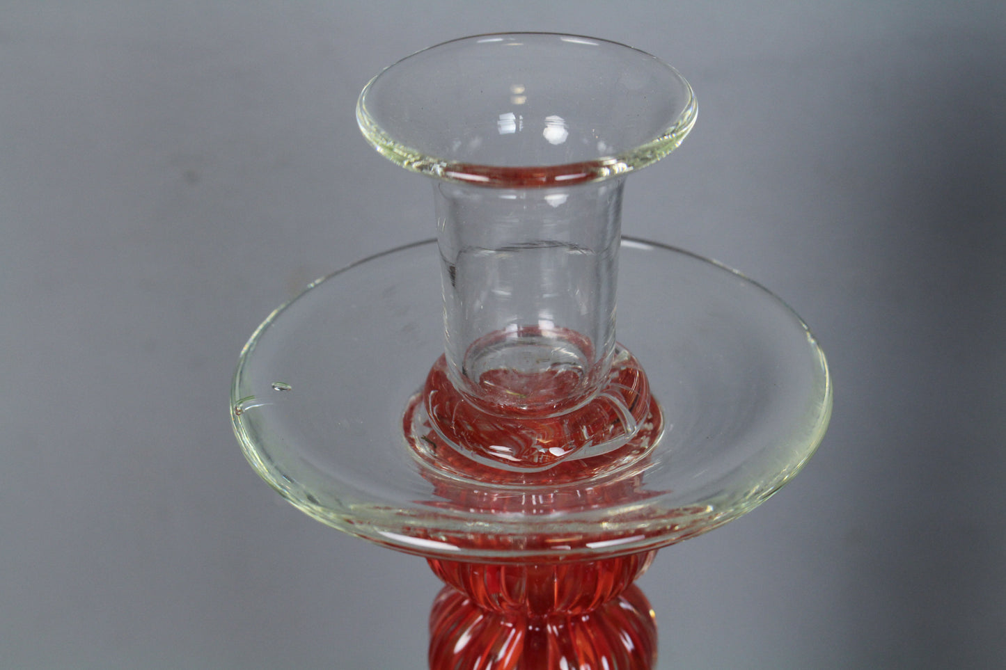 Pair Of Tall Red Glass Candlesticks