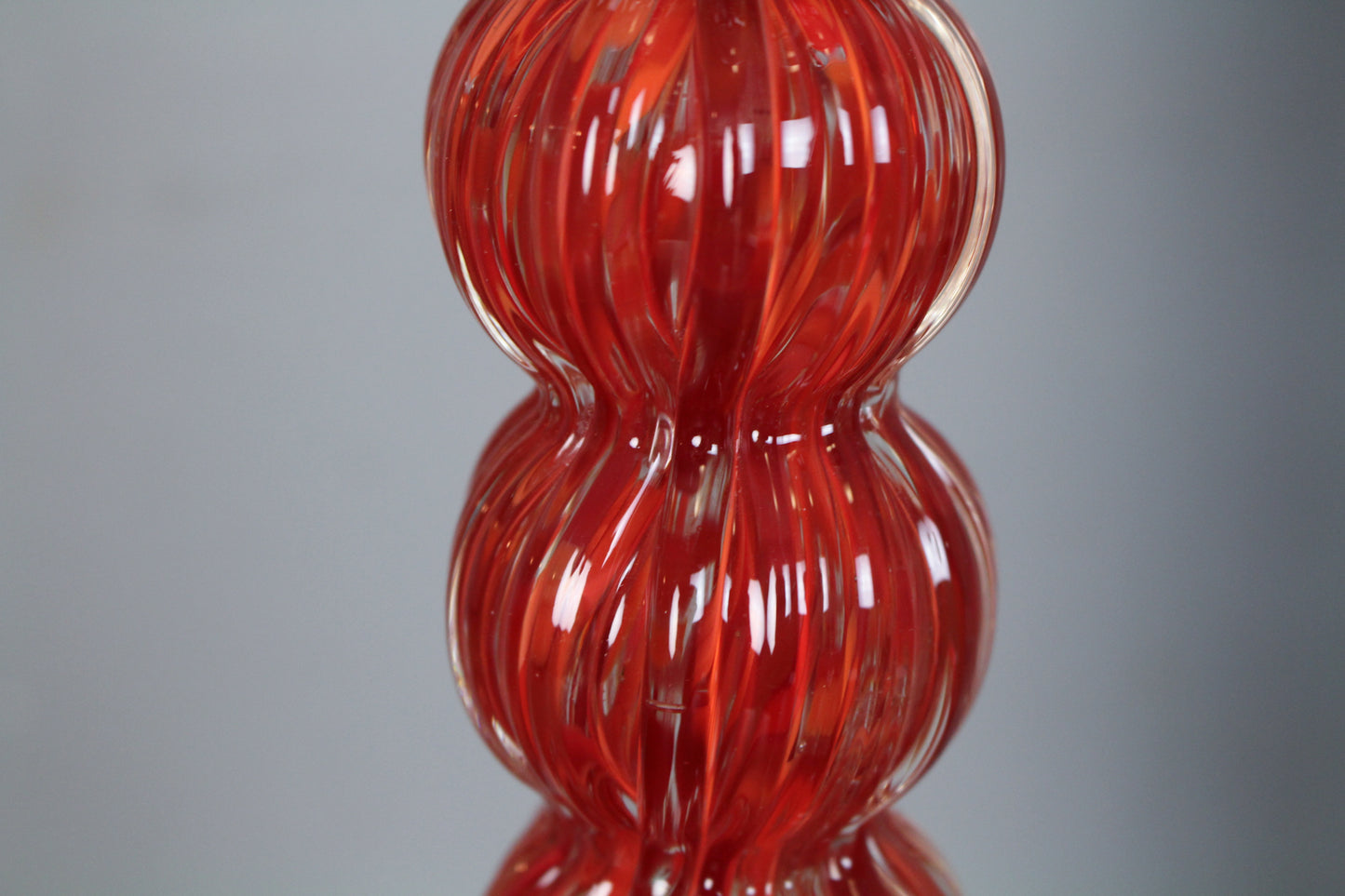 Pair Of Tall Red Glass Candlesticks