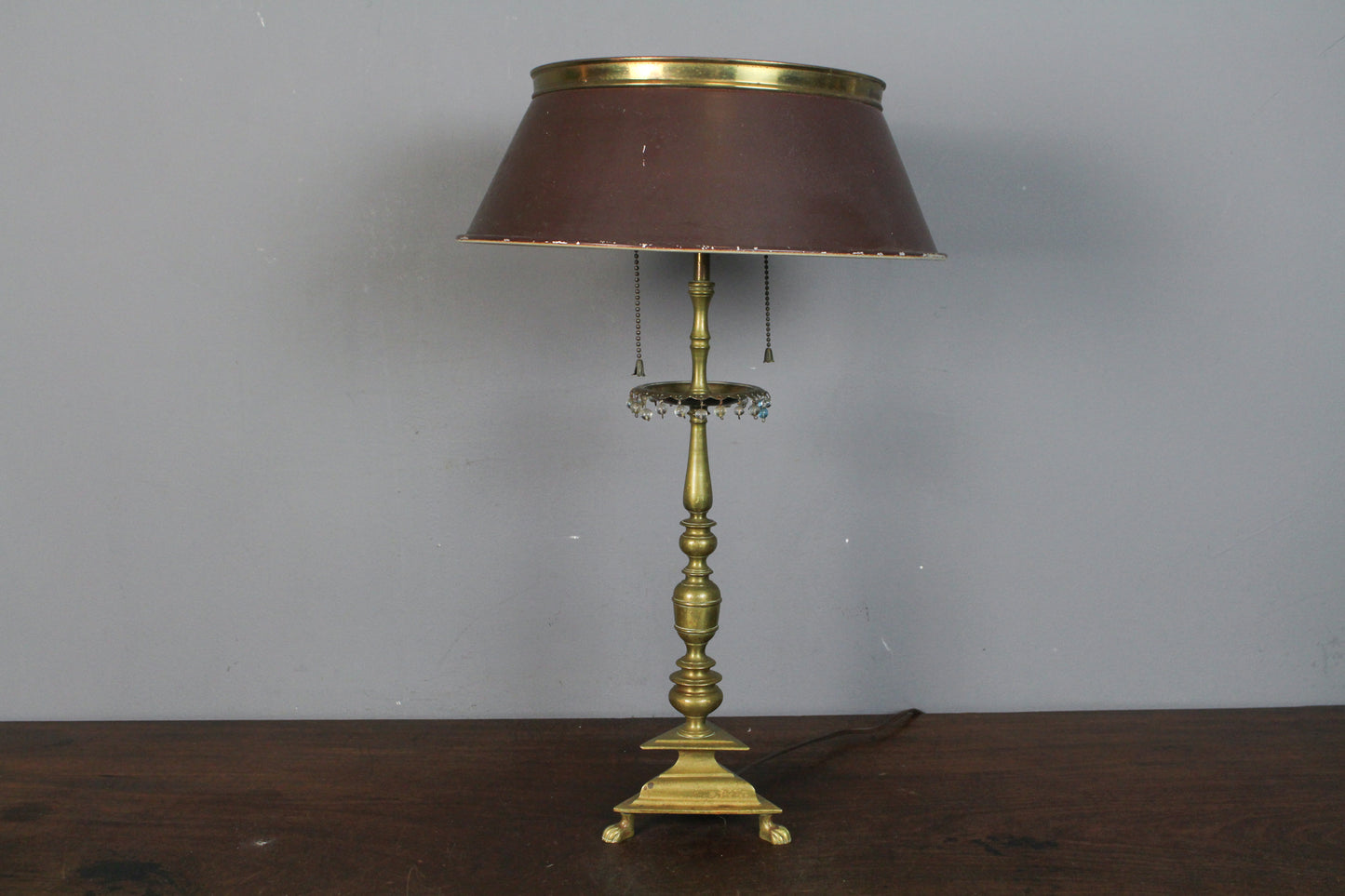 Burgundy Beaded Tole Table Lamp