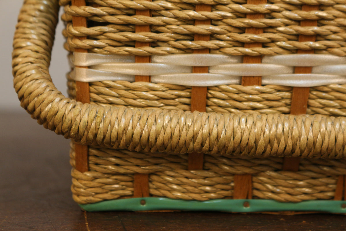 Chartreuse & Woven Sewing Basket