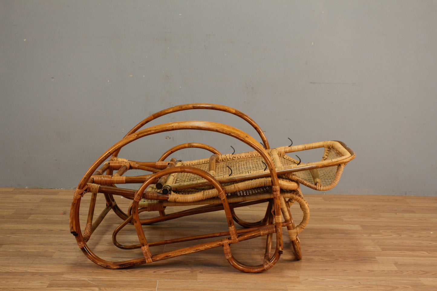 Rattan & Bamboo Reclining Lounge Chair