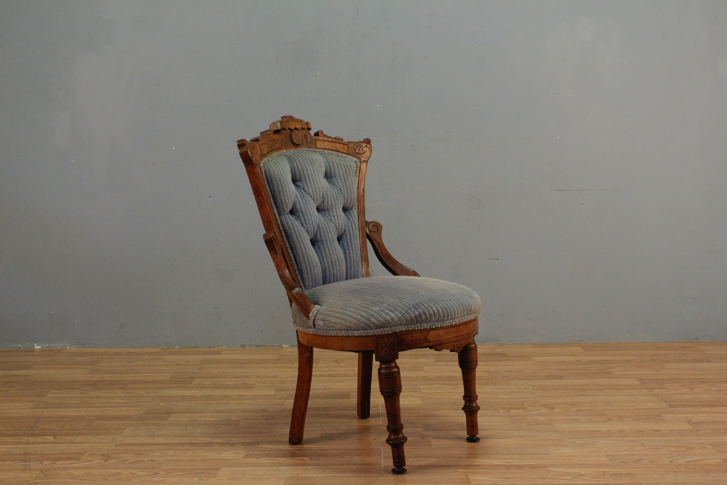 Victorian Eastlake Walnut & Velveteen Parlor Chair