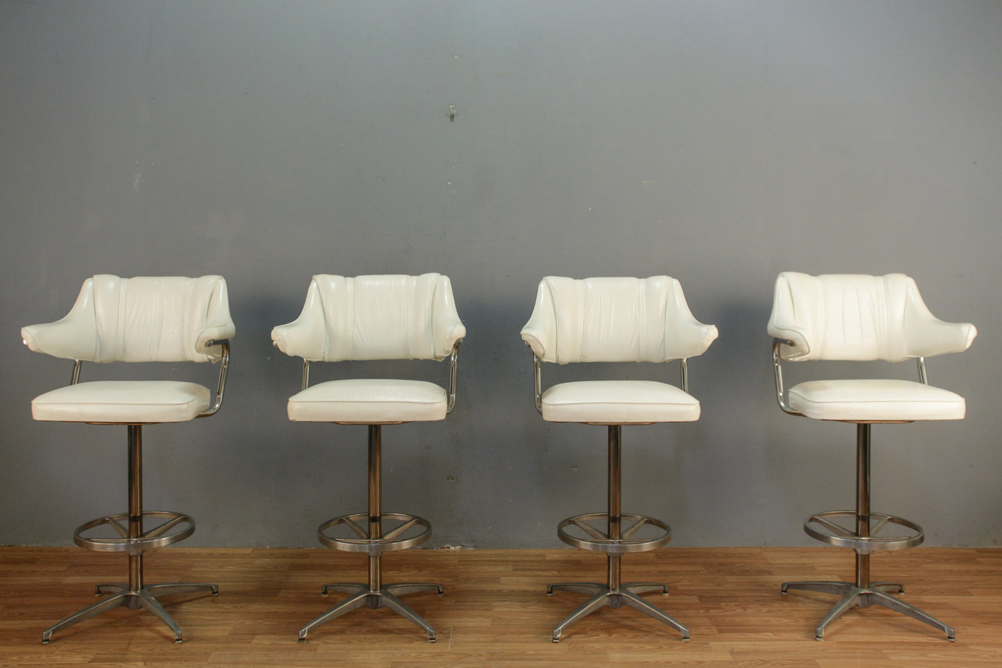 Luxe White Vinyl Bar Stool - ONLINE ONLY