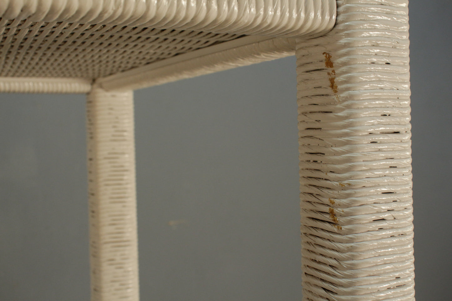 White Wicker & Glass Illuminated Etagere