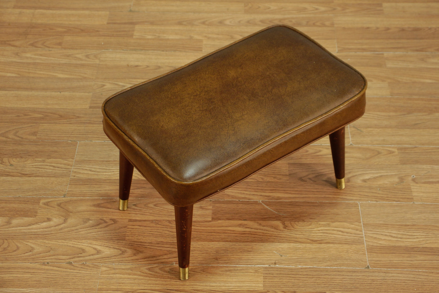 Brown Vinyl Ottoman