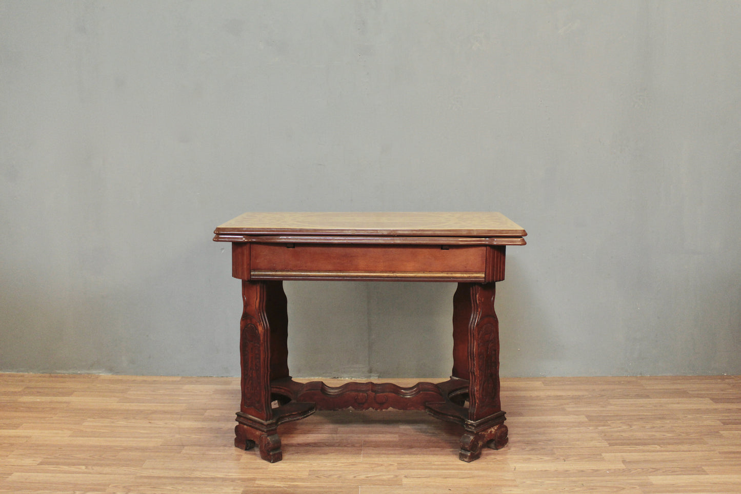 Antique Ornate Enamel Table with Built-In Leaves - ONLINE ONLY