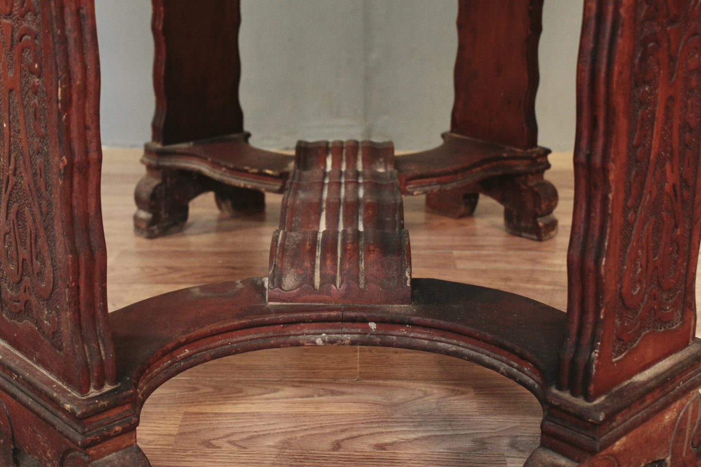 Antique Ornate Enamel Table with Built-In Leaves - ONLINE ONLY