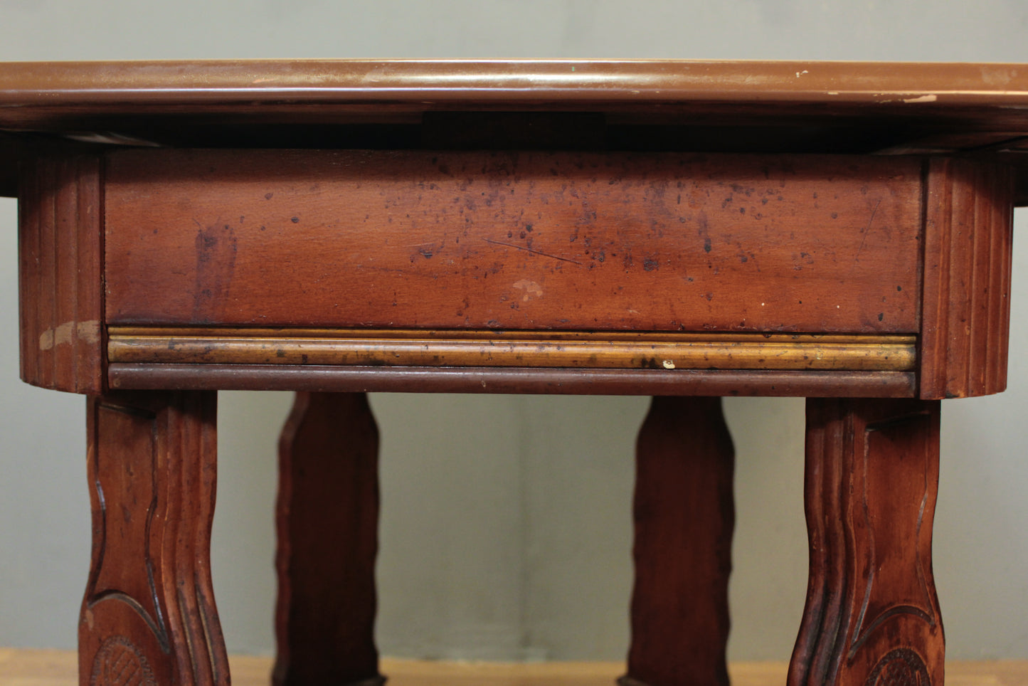 Antique Ornate Enamel Table with Built-In Leaves - ONLINE ONLY