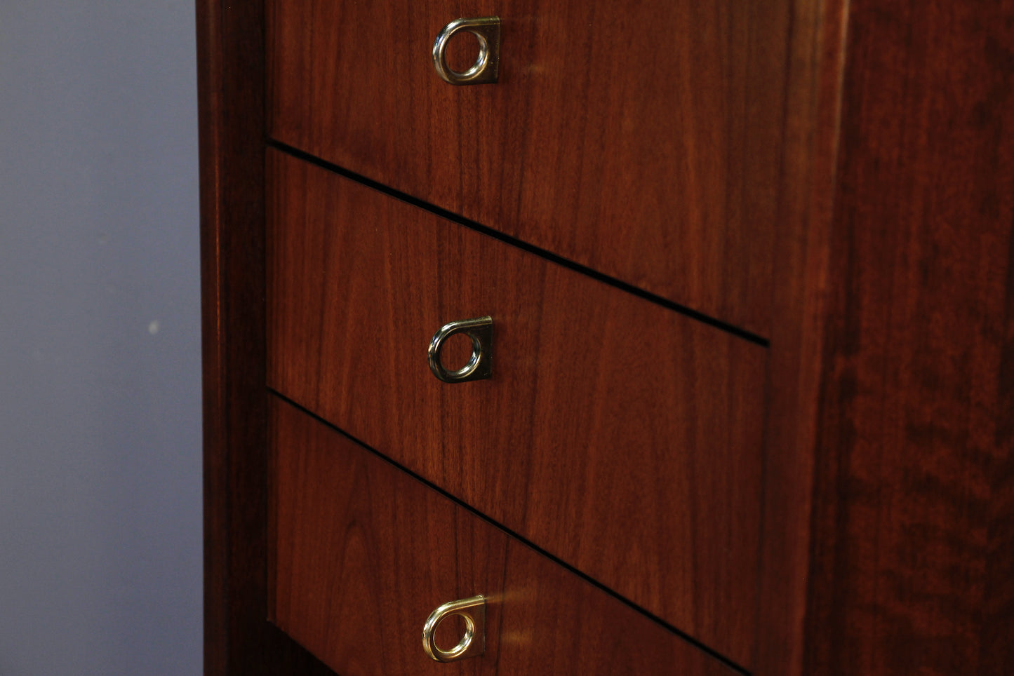 Slim Rosewood Illuminated 3-Drawer Wall Unit