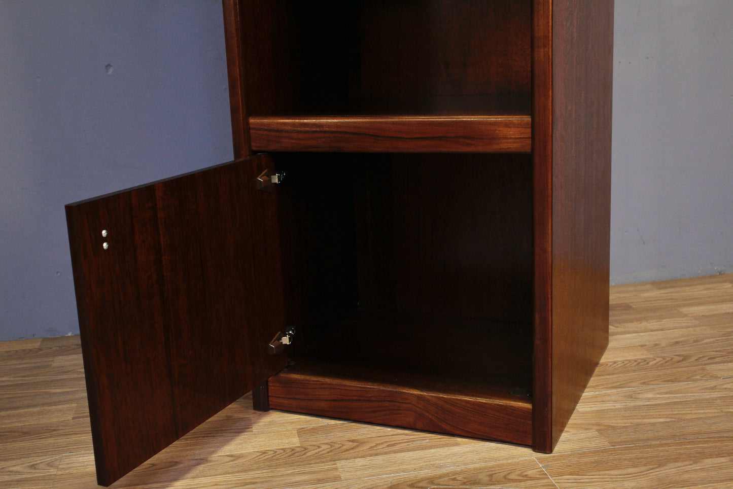 Slim Rosewood Illuminated 3-Drawer Wall Unit