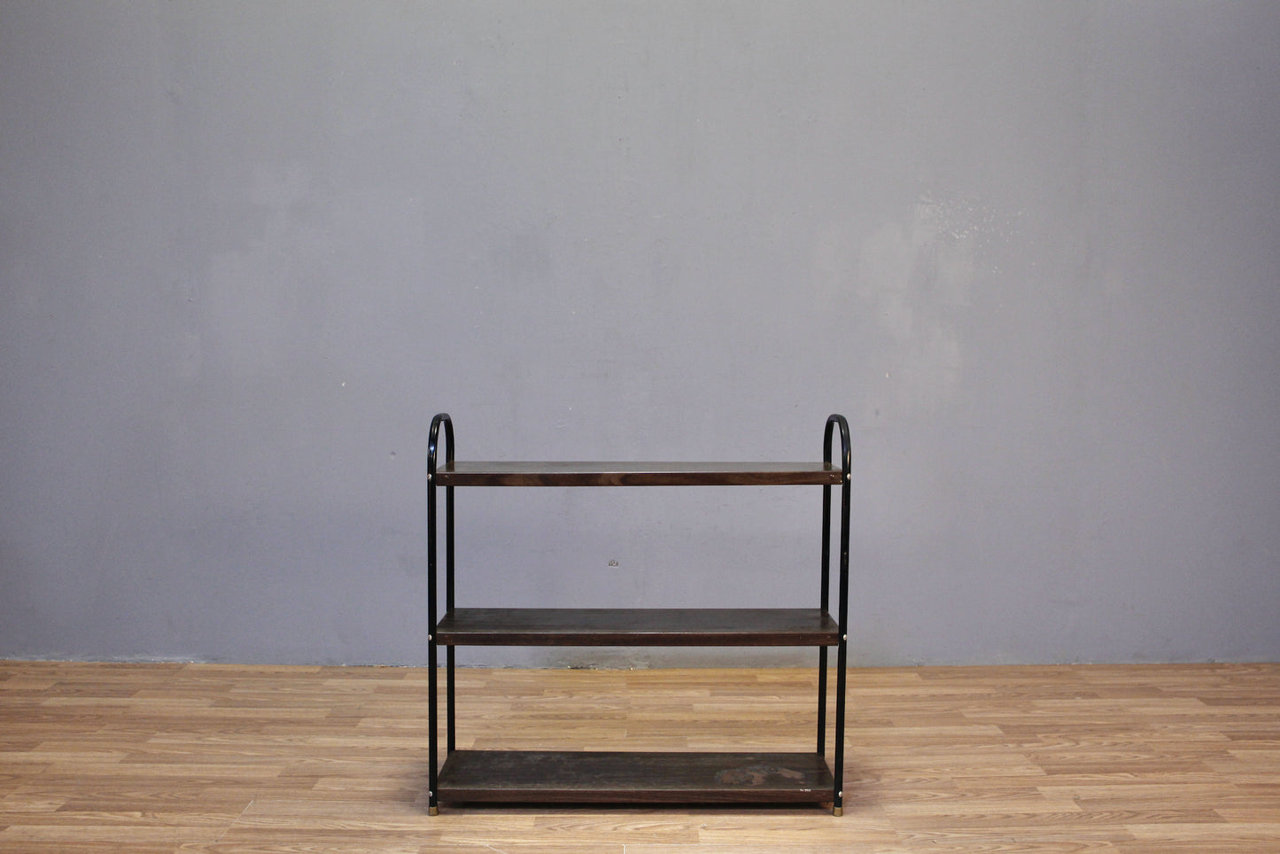Slim Black & Woodgrain Metal Shelf