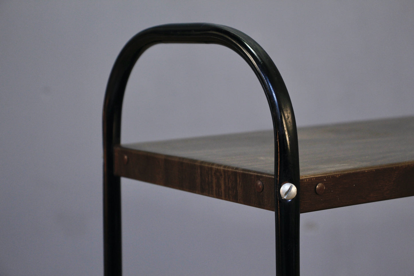 Slim Black & Woodgrain Metal Shelf