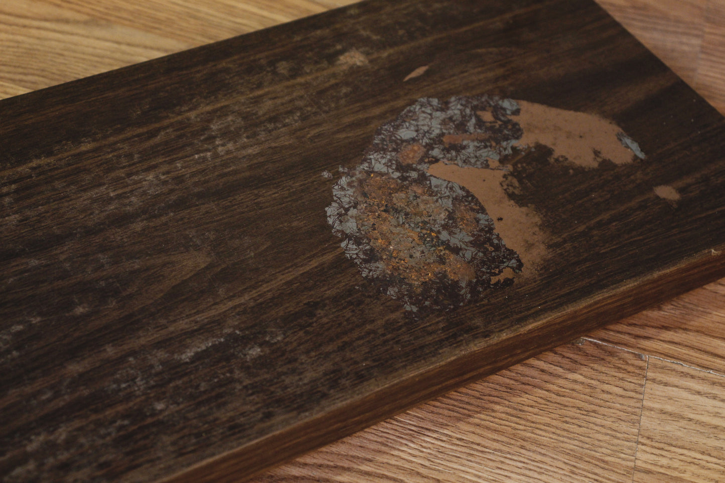 Slim Black & Woodgrain Metal Shelf