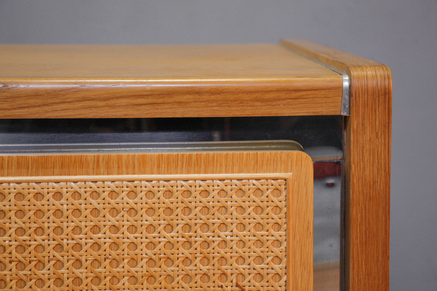 Berkey Oak & Chrome 2-Drawer End Table