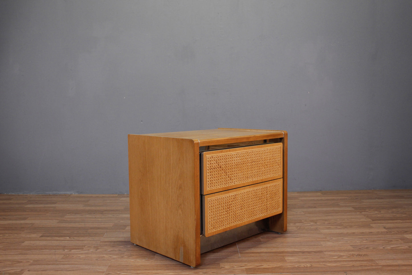 Berkey Oak & Chrome 2-Drawer End Table