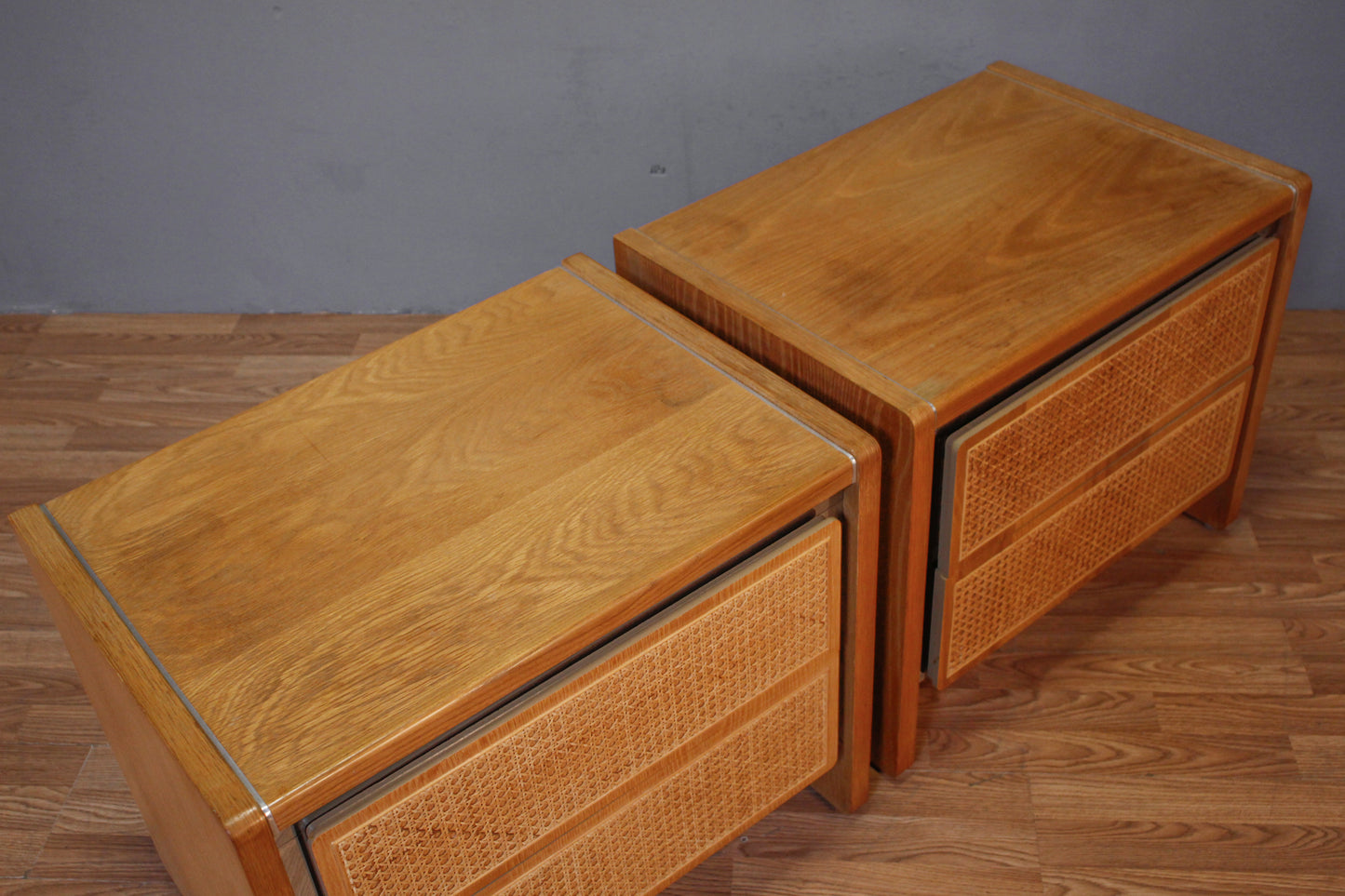 Berkey Oak & Chrome 2-Drawer End Table