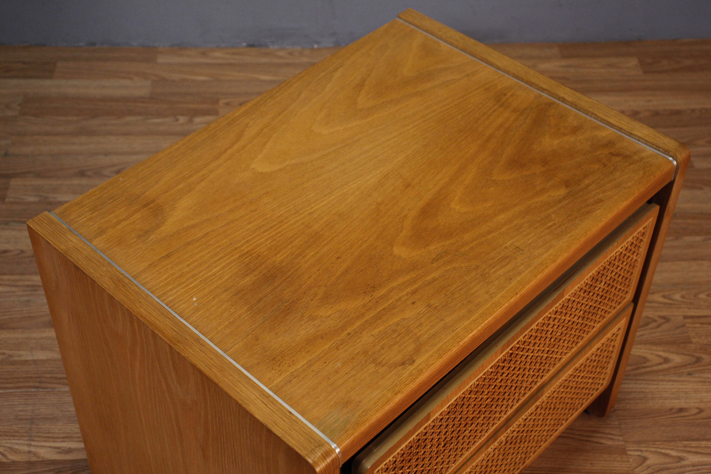 Berkey Oak & Chrome 2-Drawer End Table