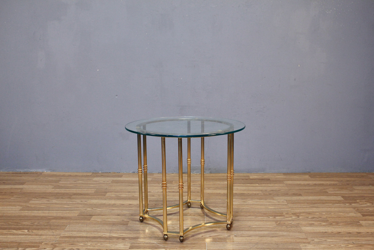 Hollywood Regency Brass & Glass Side Table