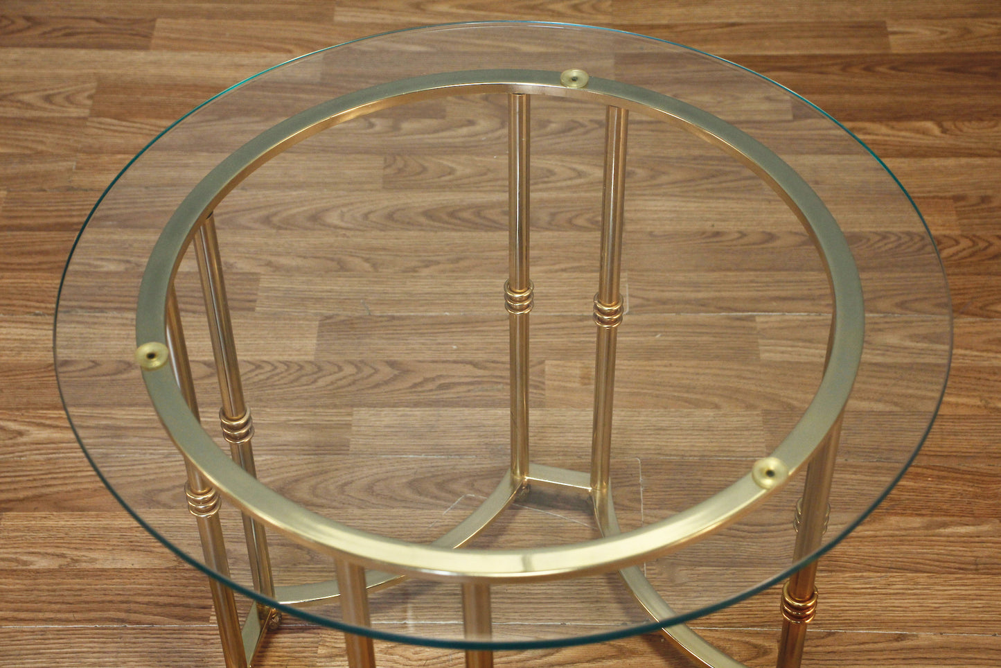 Hollywood Regency Brass & Glass Side Table