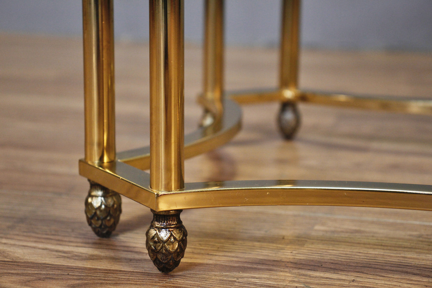 Hollywood Regency Brass & Glass Side Table