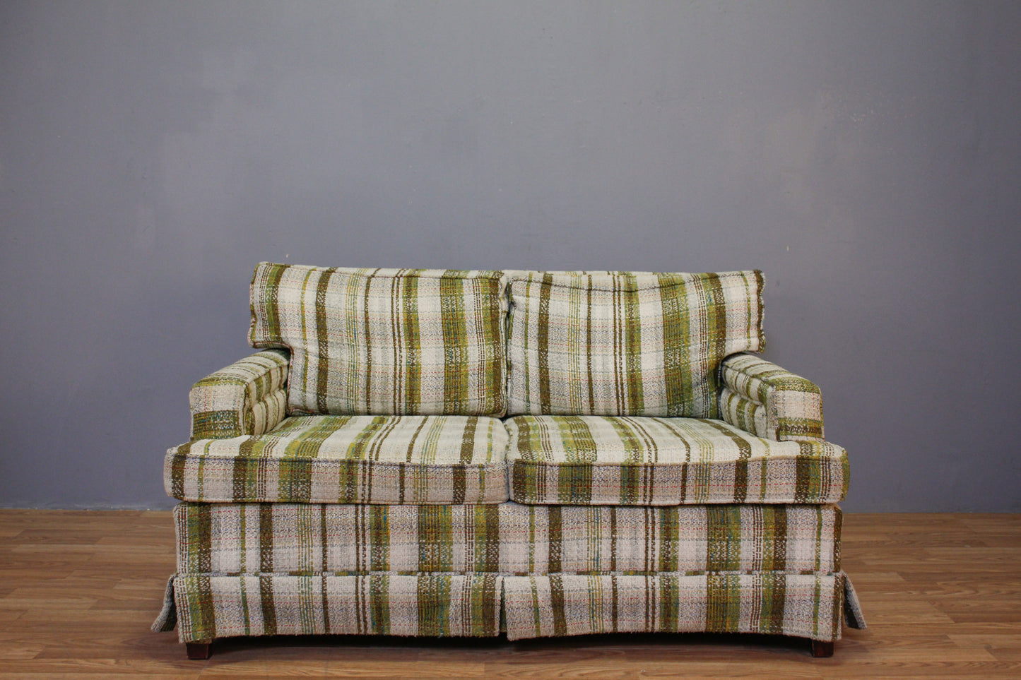 Mid Century Olive & White Loveseat - ONLINE ONLY