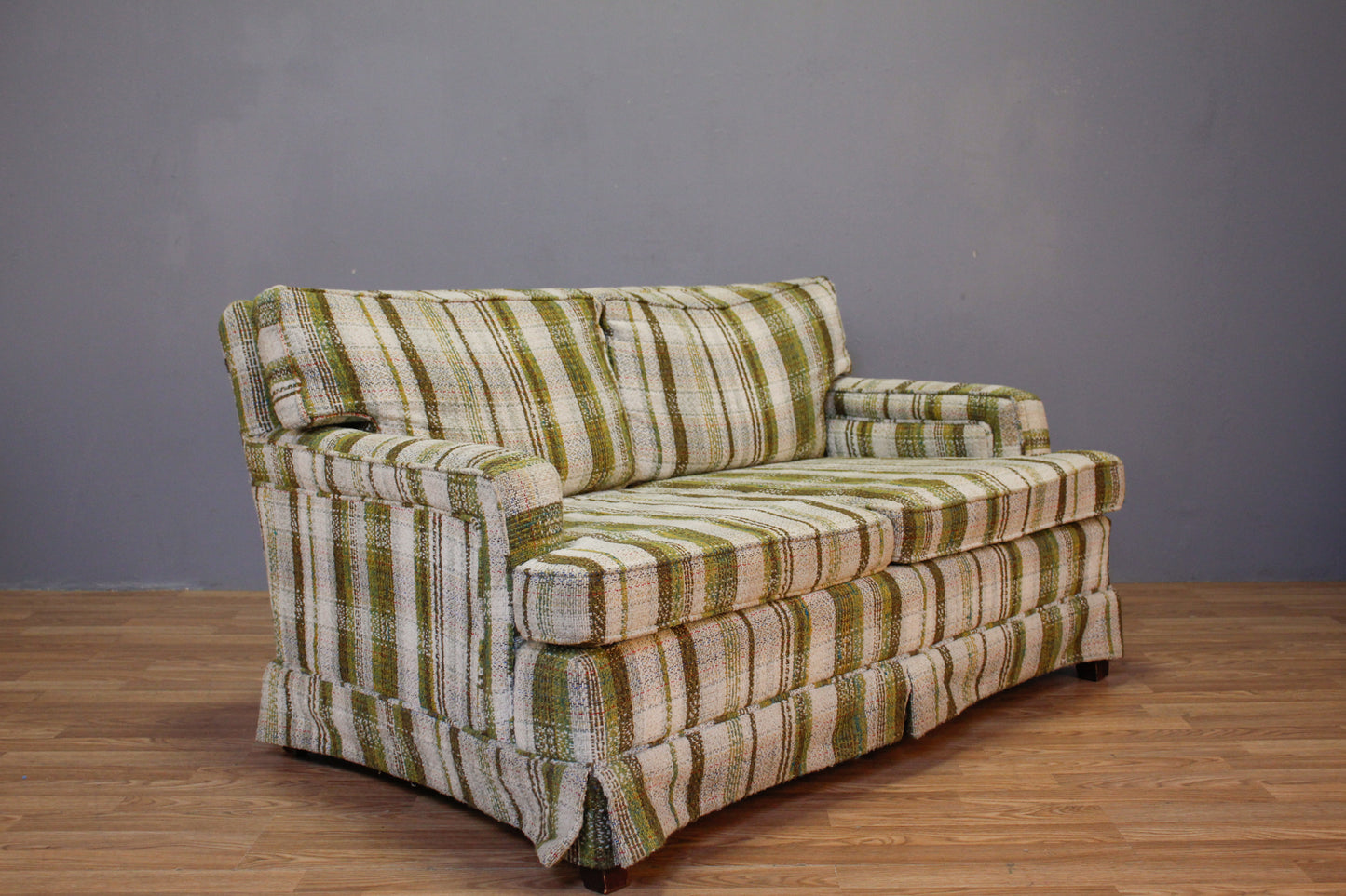 Mid Century Olive & White Loveseat - ONLINE ONLY