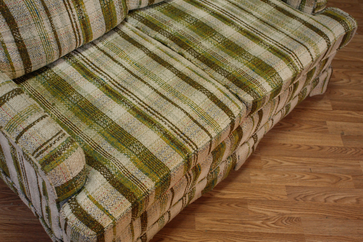 Mid Century Olive & White Loveseat - ONLINE ONLY