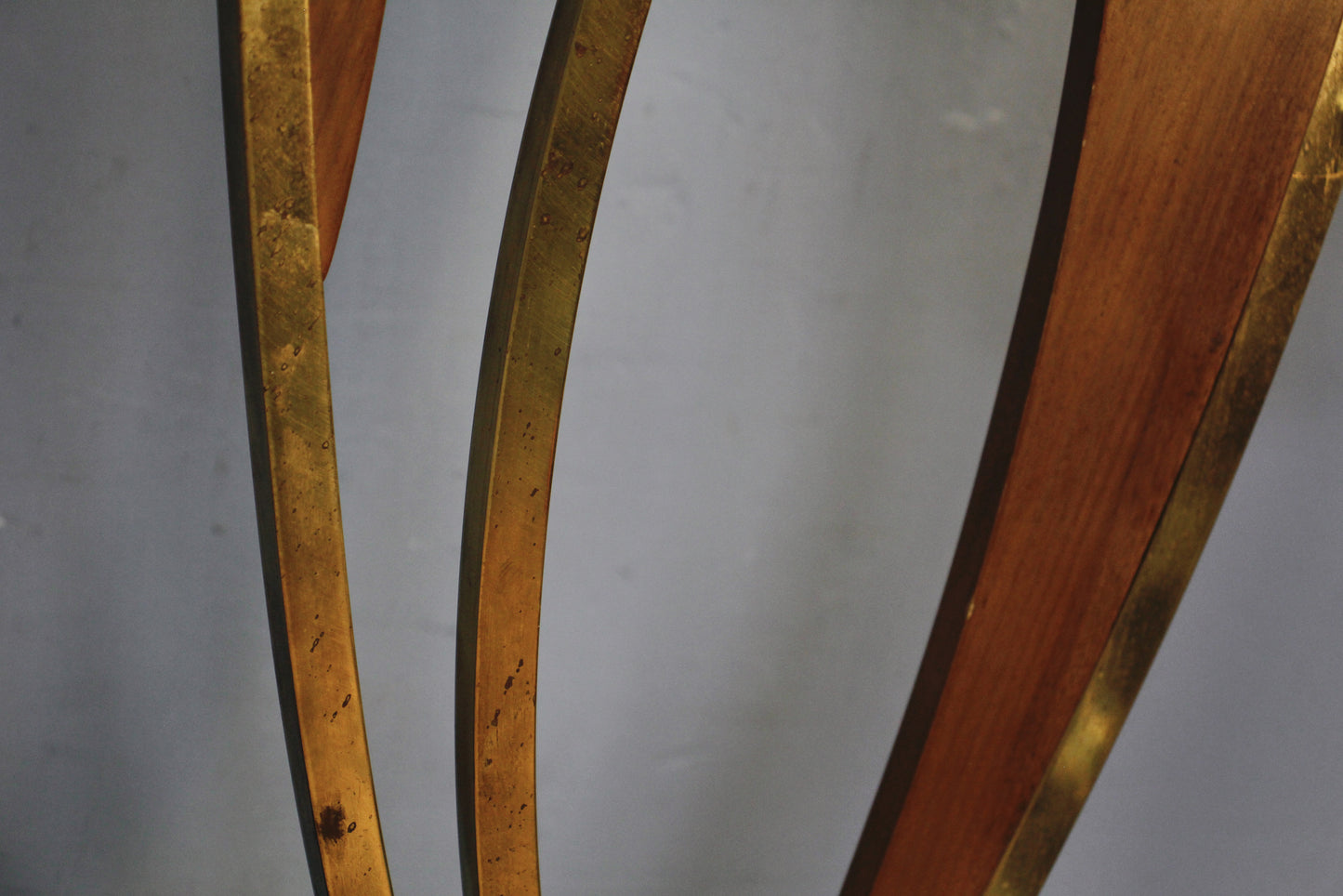 Tall Mid Century Walnut & Brass Table Lamp