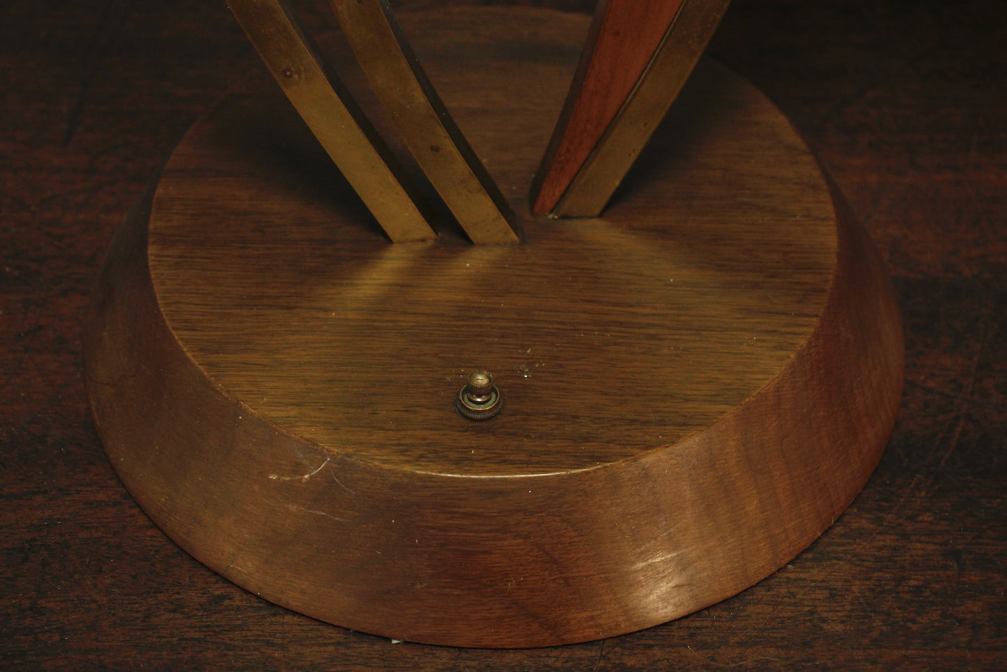 Tall Mid Century Walnut & Brass Table Lamp