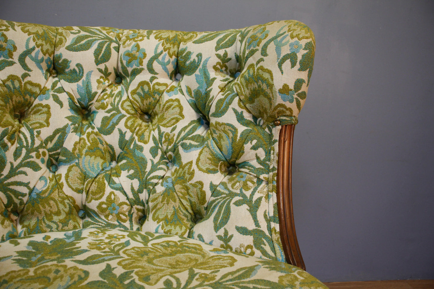 Chartreuse Floral Tufted Accent Chair